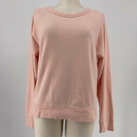 Everlane light weight French terry crewneck sweater in Salmon/Coral pink - Picture 2 of 8